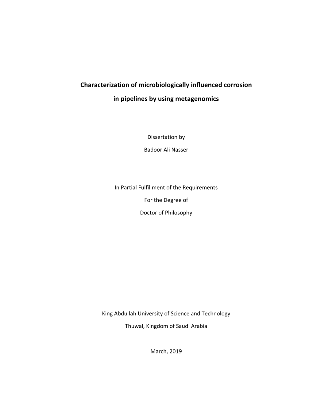 Characterization of Microbiologically Influenced Corrosion in Pipelines by Using Metagenomics