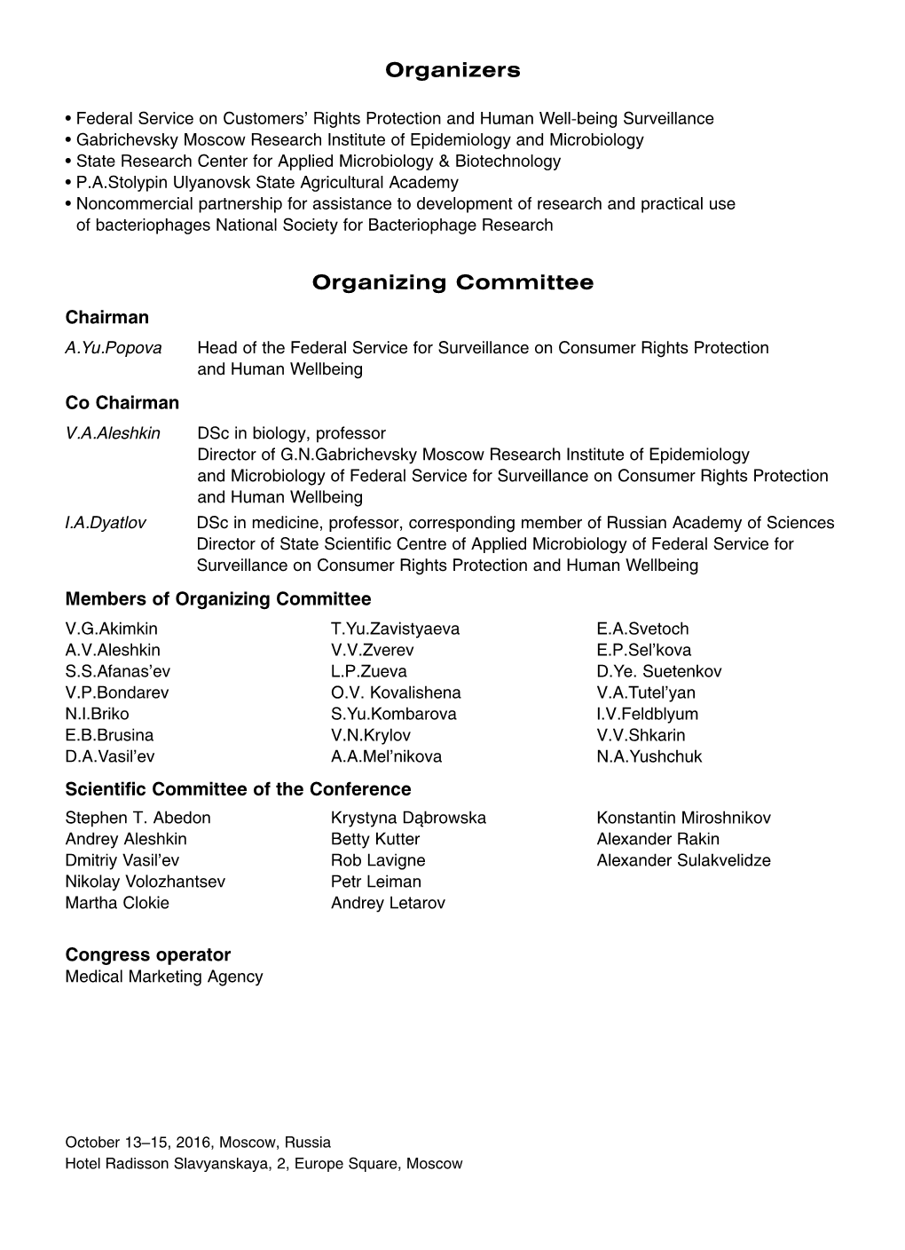 Organizers Organizing Committee