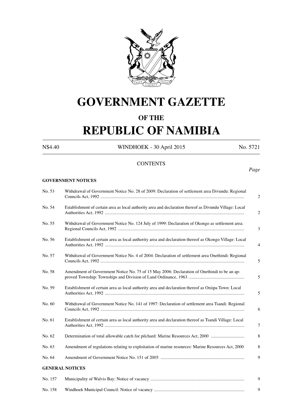 Government Gazette No. 5721