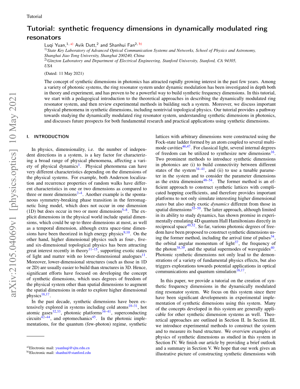 Arxiv:2105.04069V1 [Physics.Optics] 10 May 2021 Physics