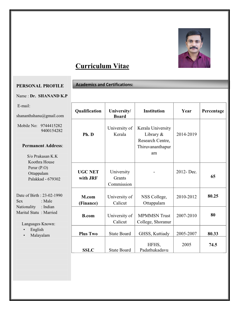 Curriculum Vitae