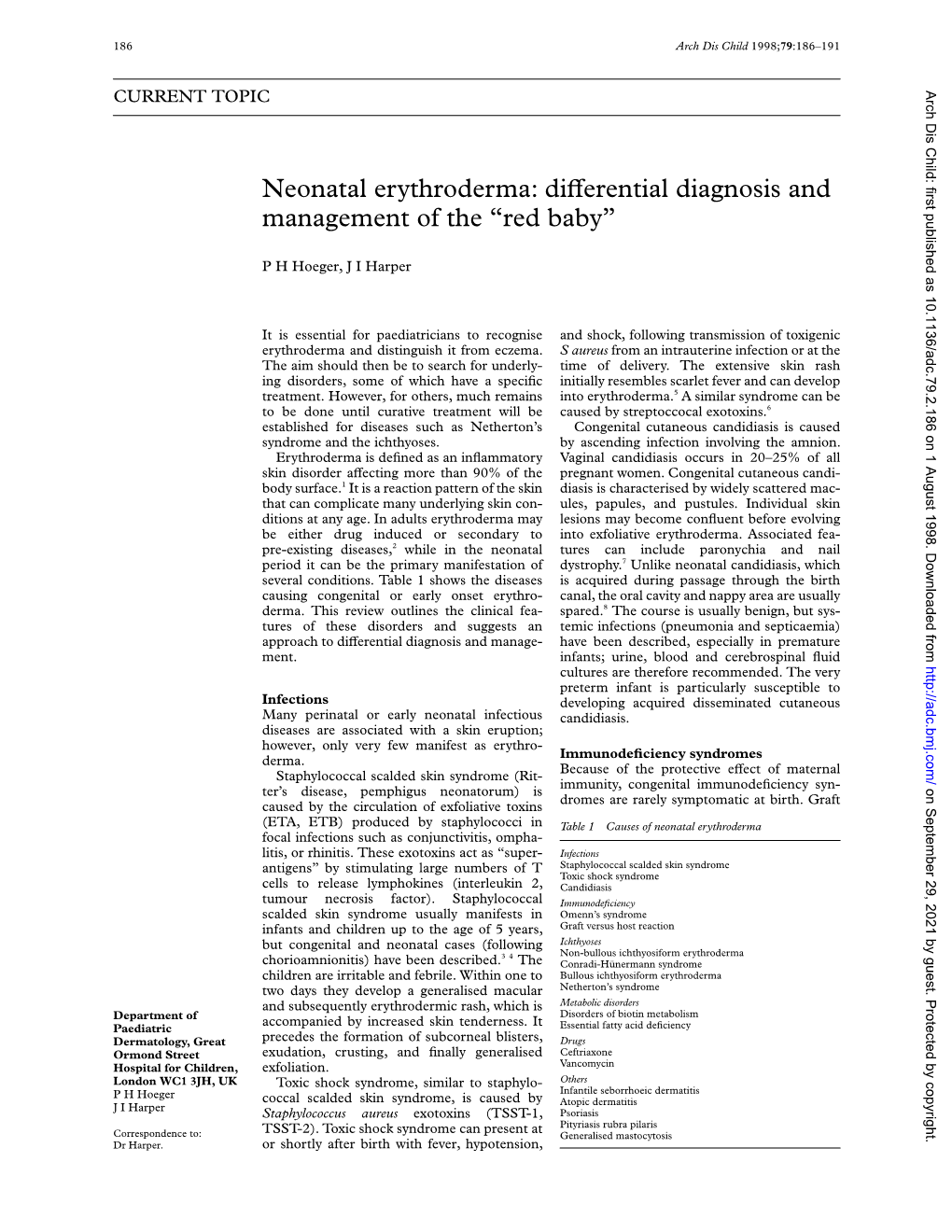 Neonatal Erythroderma: Diverential Diagnosis and Management of the “Red Baby”