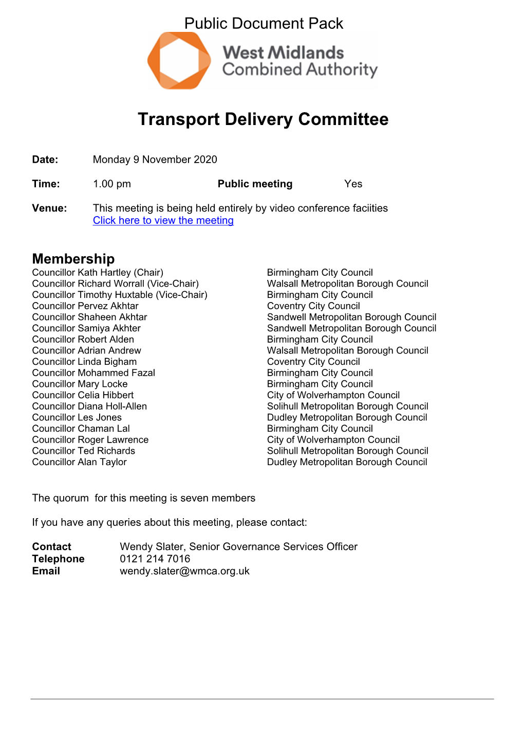 (Public Pack)Agenda Document for Transport Delivery Committee