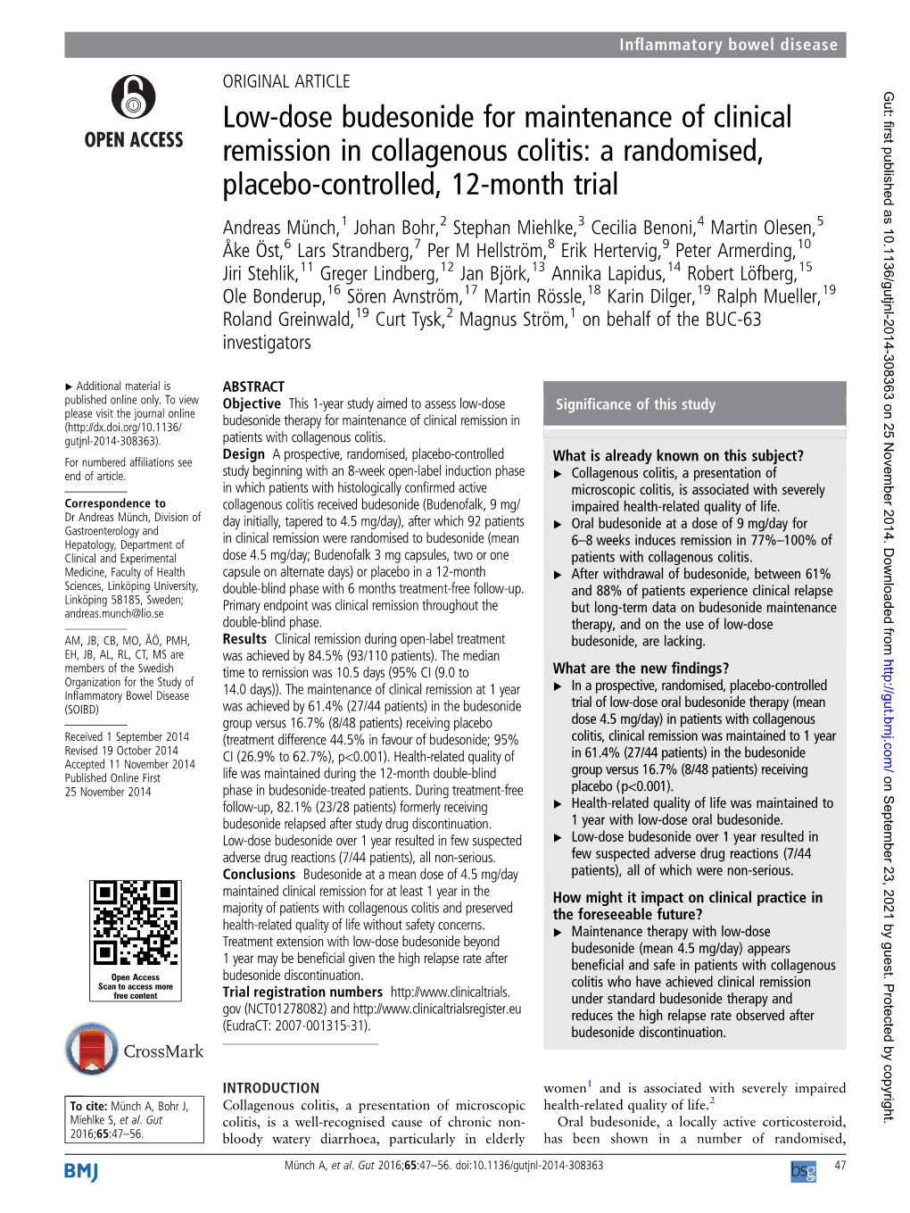 Low-Dose Budesonide for Maintenance of Clinical