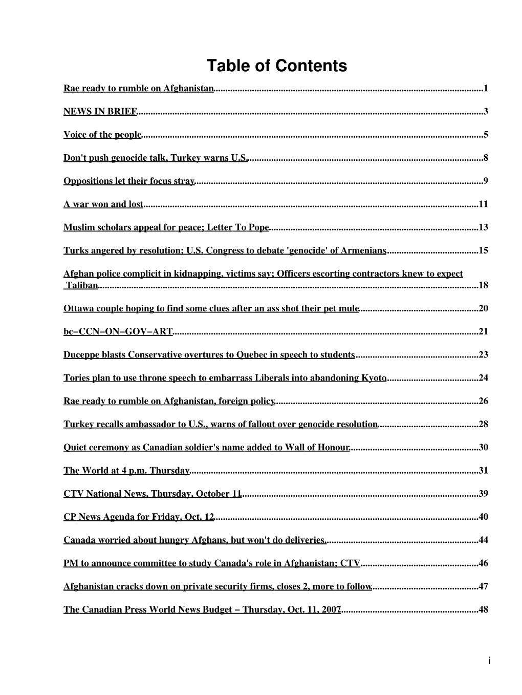 Table of Contents Rae Ready to Rumble on Afghanistan