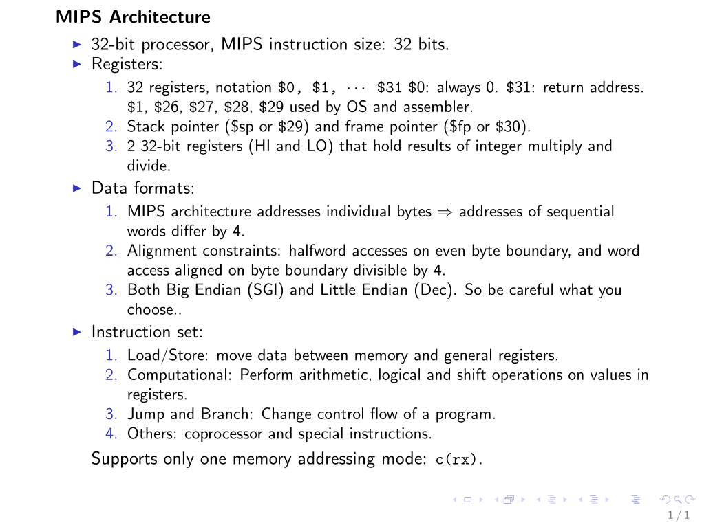 32 Bits. Registers: Data Formats: Instruction