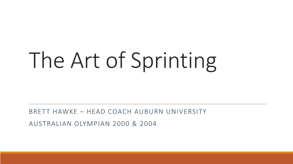 The Art of Sprinting