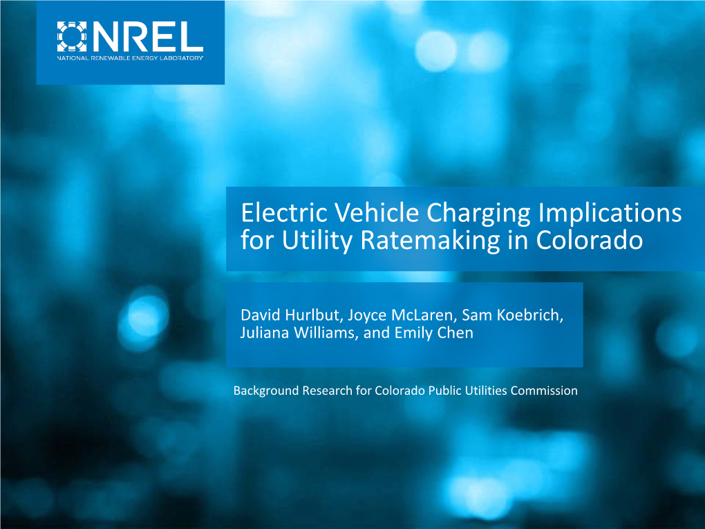 Electric Vehicle Charging Implications for Utility Ratemaking in Colorado