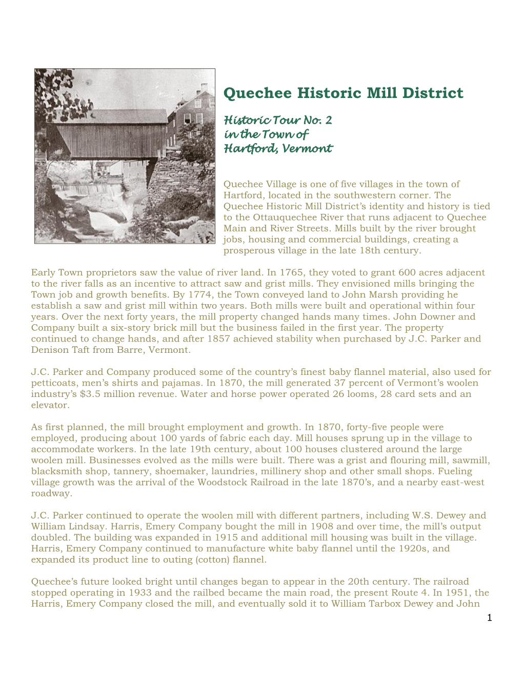 Quechee Historic Mill District