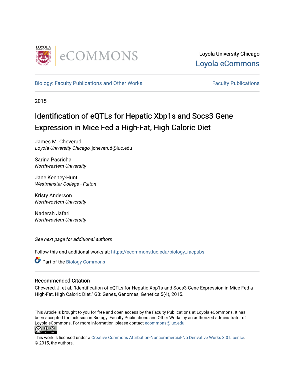 Identification of Eqtls for Hepatic Xbp1s and Socs3 Gene Expression in Mice Fed a High-Fat, High Caloric Diet