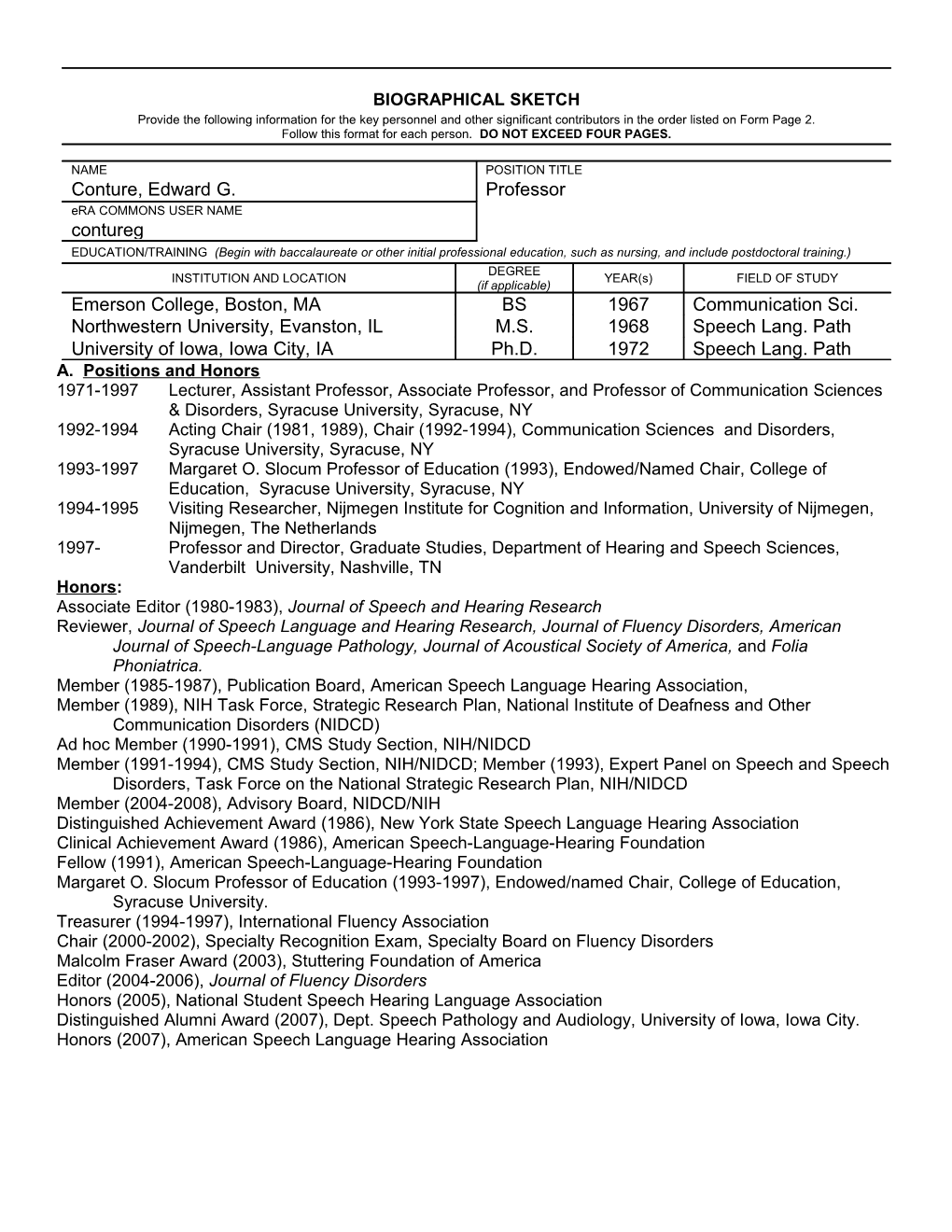 PHS 398 (Rev. 9/04), Biographical Sketch Format Page s10