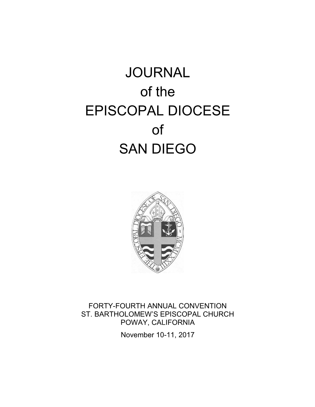 JOURNAL of the EPISCOPAL DIOCESE of SAN DIEGO