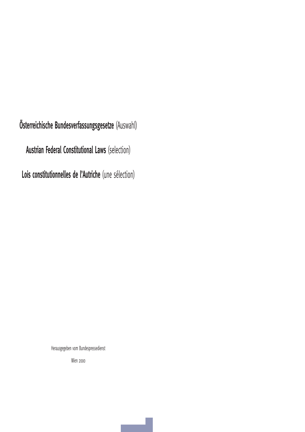 Austrian Federal Constitutional Laws (Selection)