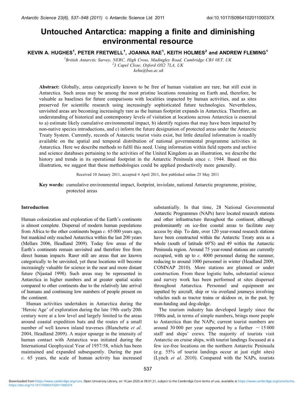 Mapping a Finite and Diminishing Environmental Resource