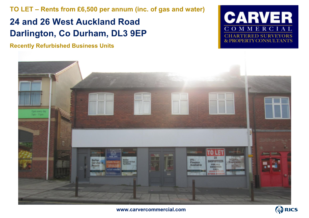 24 and 26 West Auckland Road Darlington, Co Durham, DL3 9EP