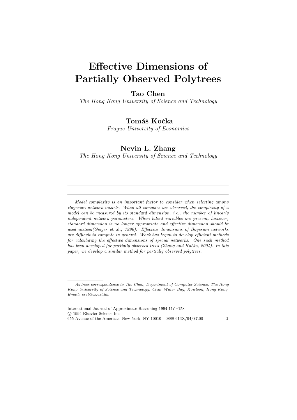 Effective Dimensions of Partially Observed Polytrees