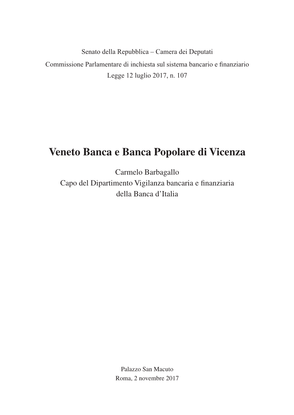 Veneto Banca E Banca Popolare Di Vicenza