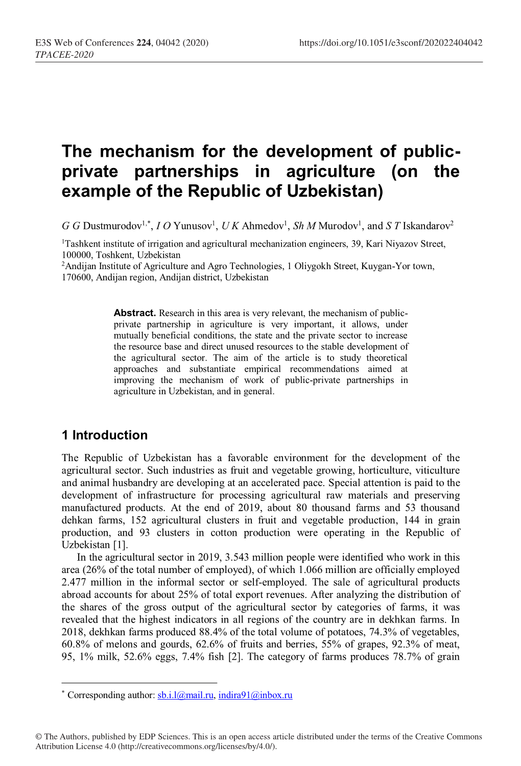 The Mechanism for the Development of Public-Private Partnerships In