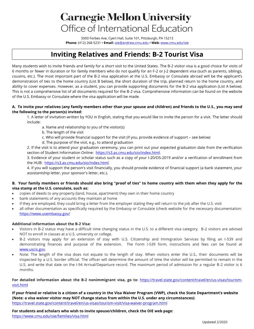 Inviting Relatives & Friends: B-2 Tourist Visa