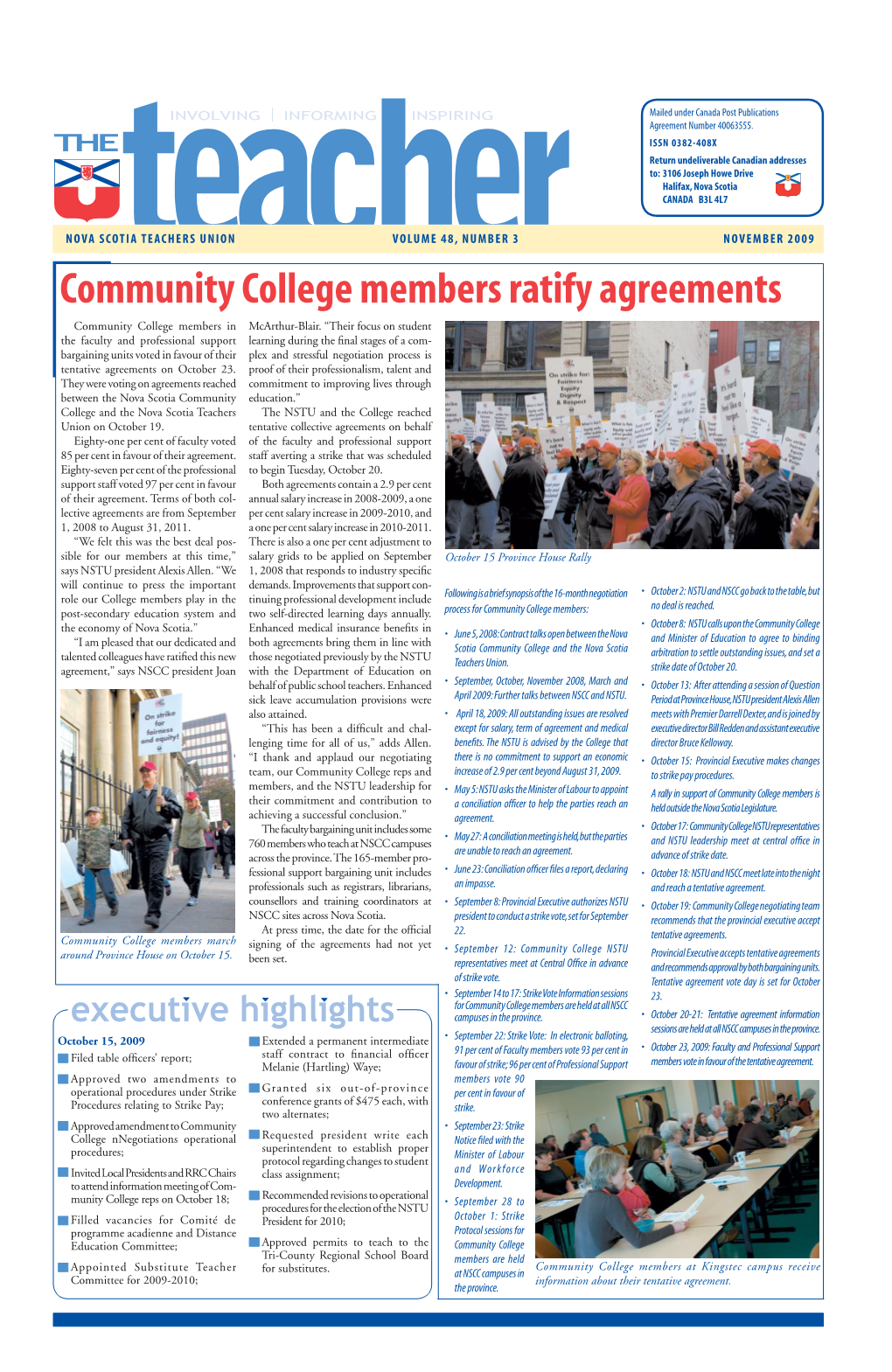 NOVEMBER 2009 Community College Members Ratify Agreements Community College Members in Mcarthur-Blair