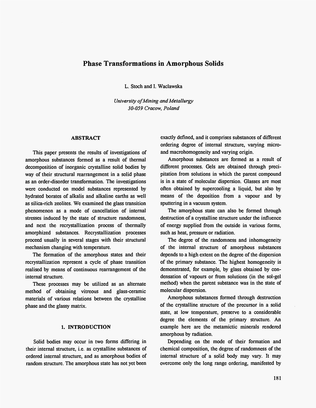 Phase Transformations in Amorphous Solids