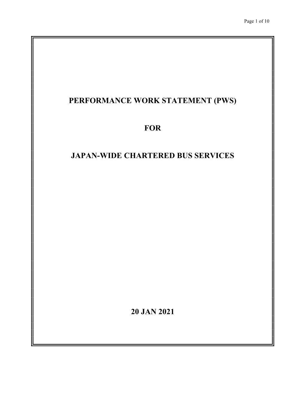 (Pws) for Japan-Wide Chartered Bus