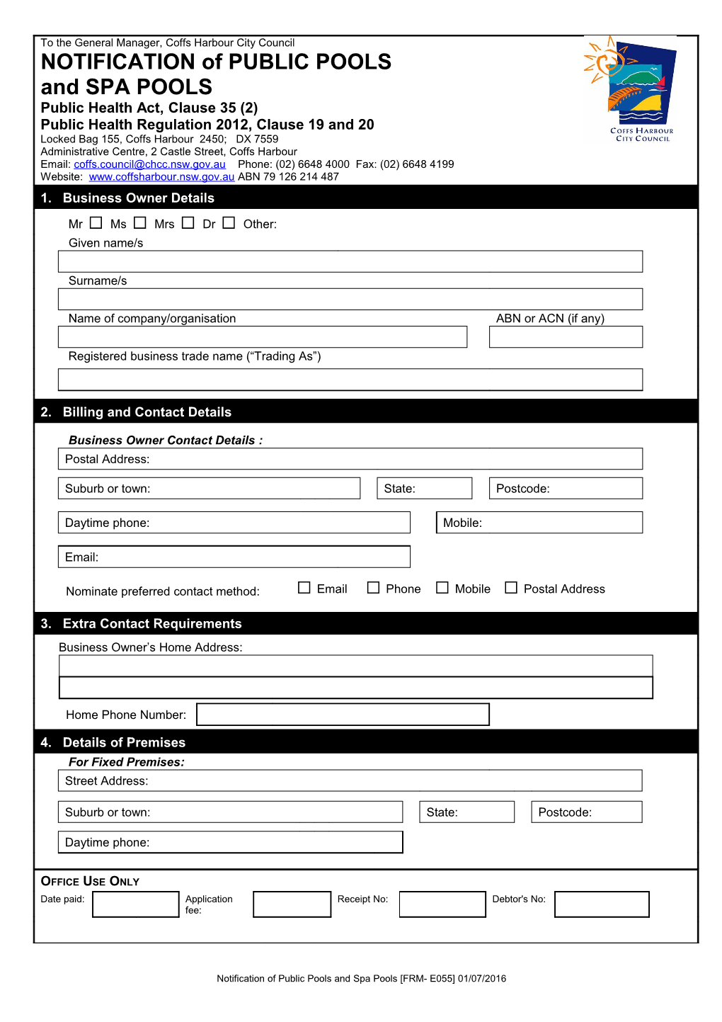 Notification of Public Pools and Spas