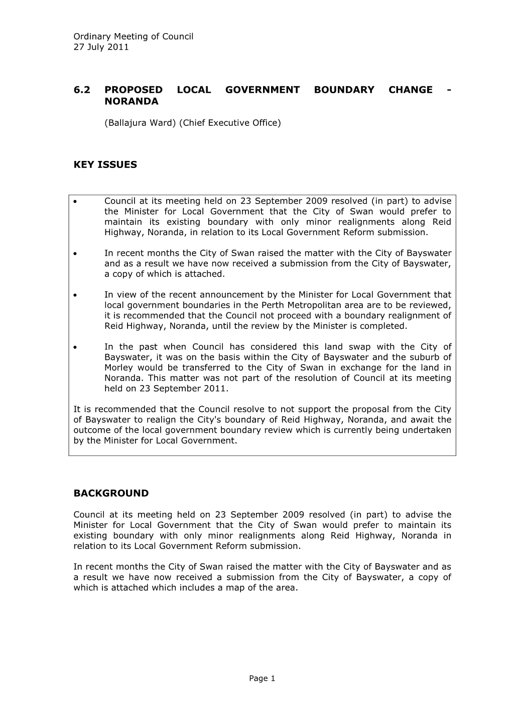 6.2 Proposed Local Government Boundary Change - Noranda