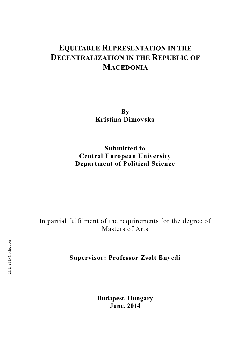 Equitable Representation in Decentralization in the Republic Of