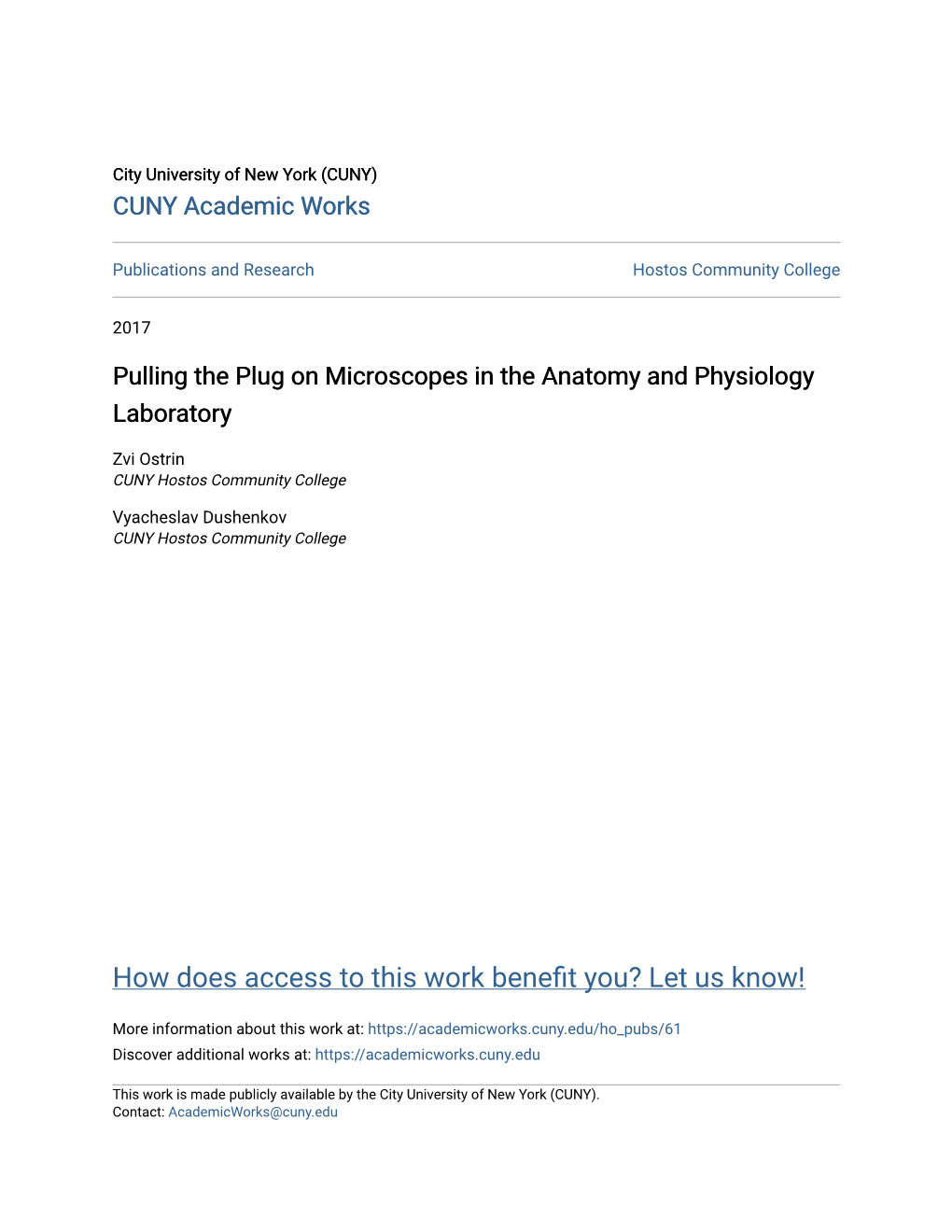 Pulling the Plug on Microscopes in the Anatomy and Physiology Laboratory