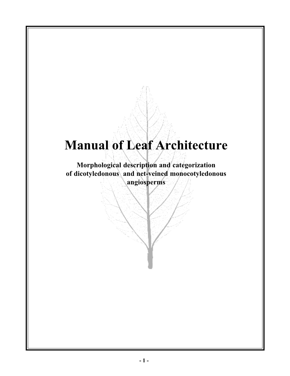 Manual of Leaf Architecture