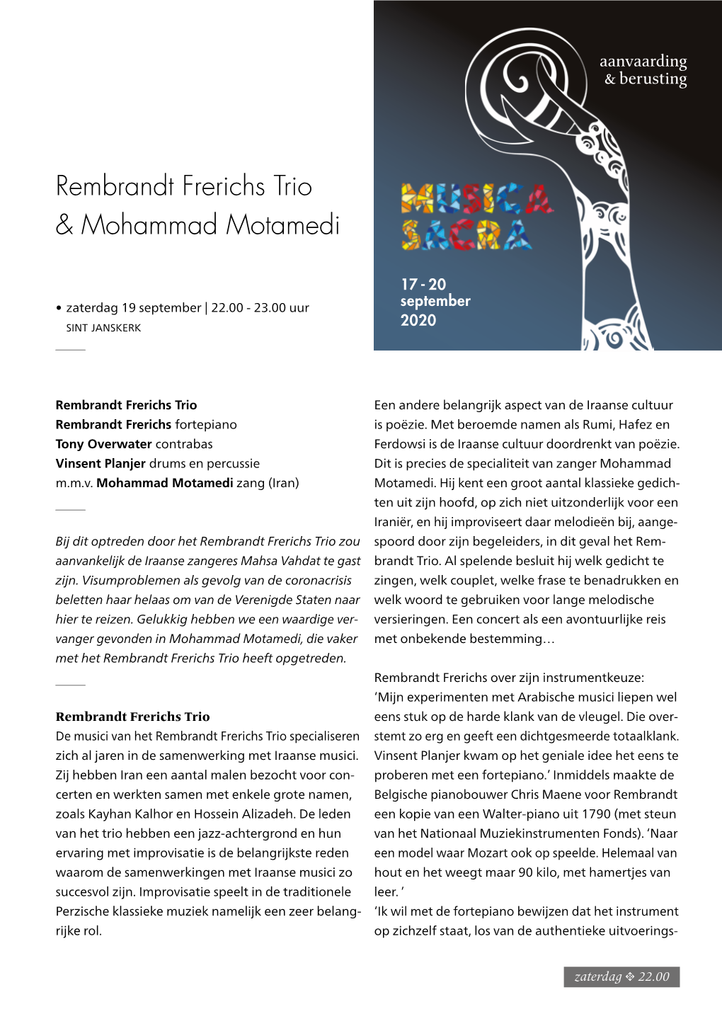 Rembrandt Frerichs Trio & Mohammad Motamedi