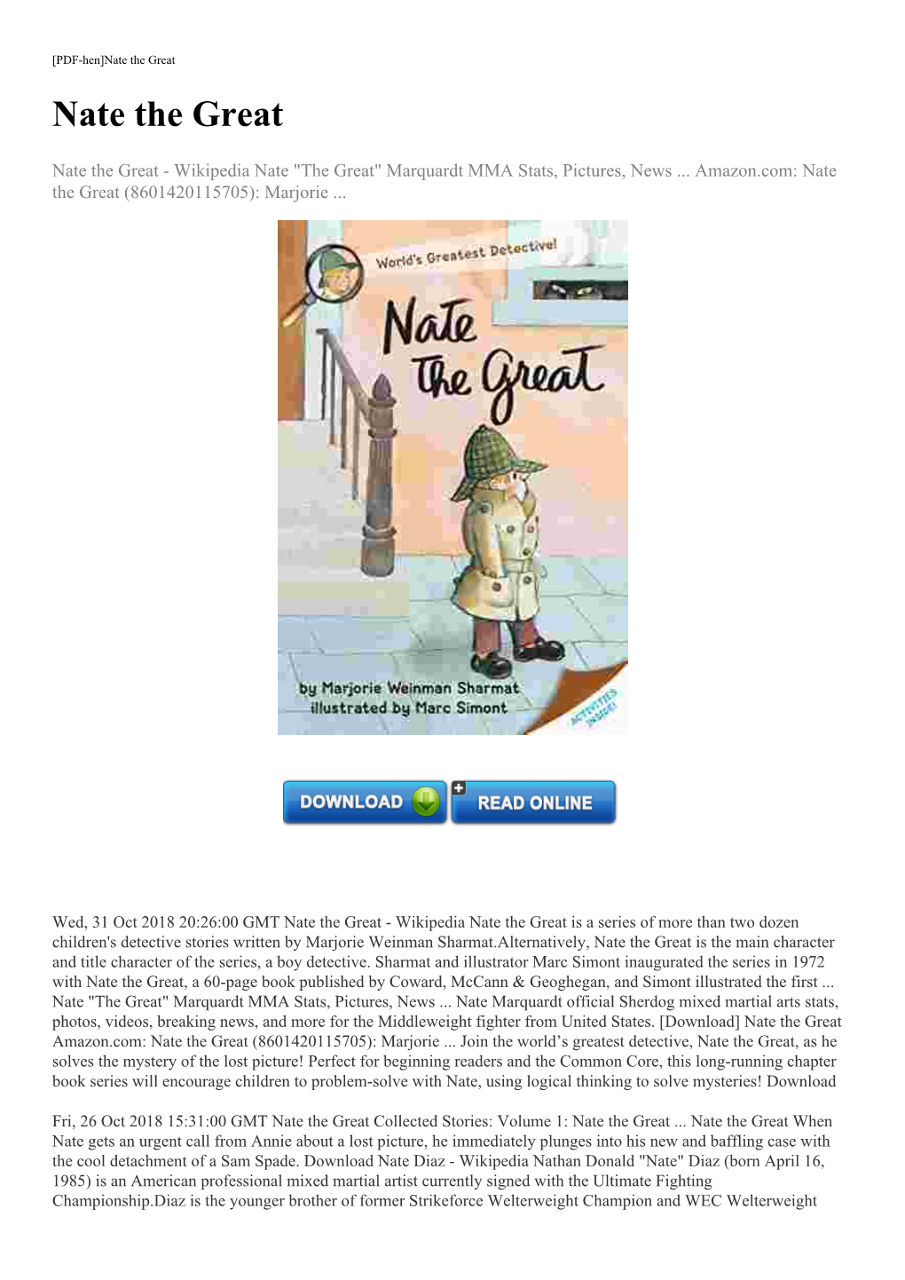 [Download] Nate the Great Amazon.Com: Nate the Great (8601420115705): Marjorie