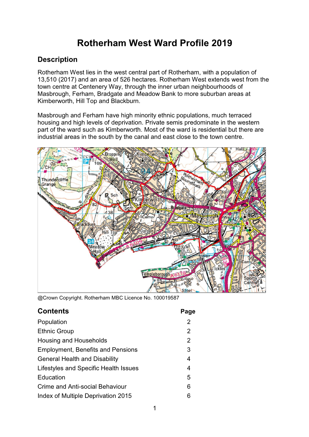 Rotherham West Ward Profile 2019