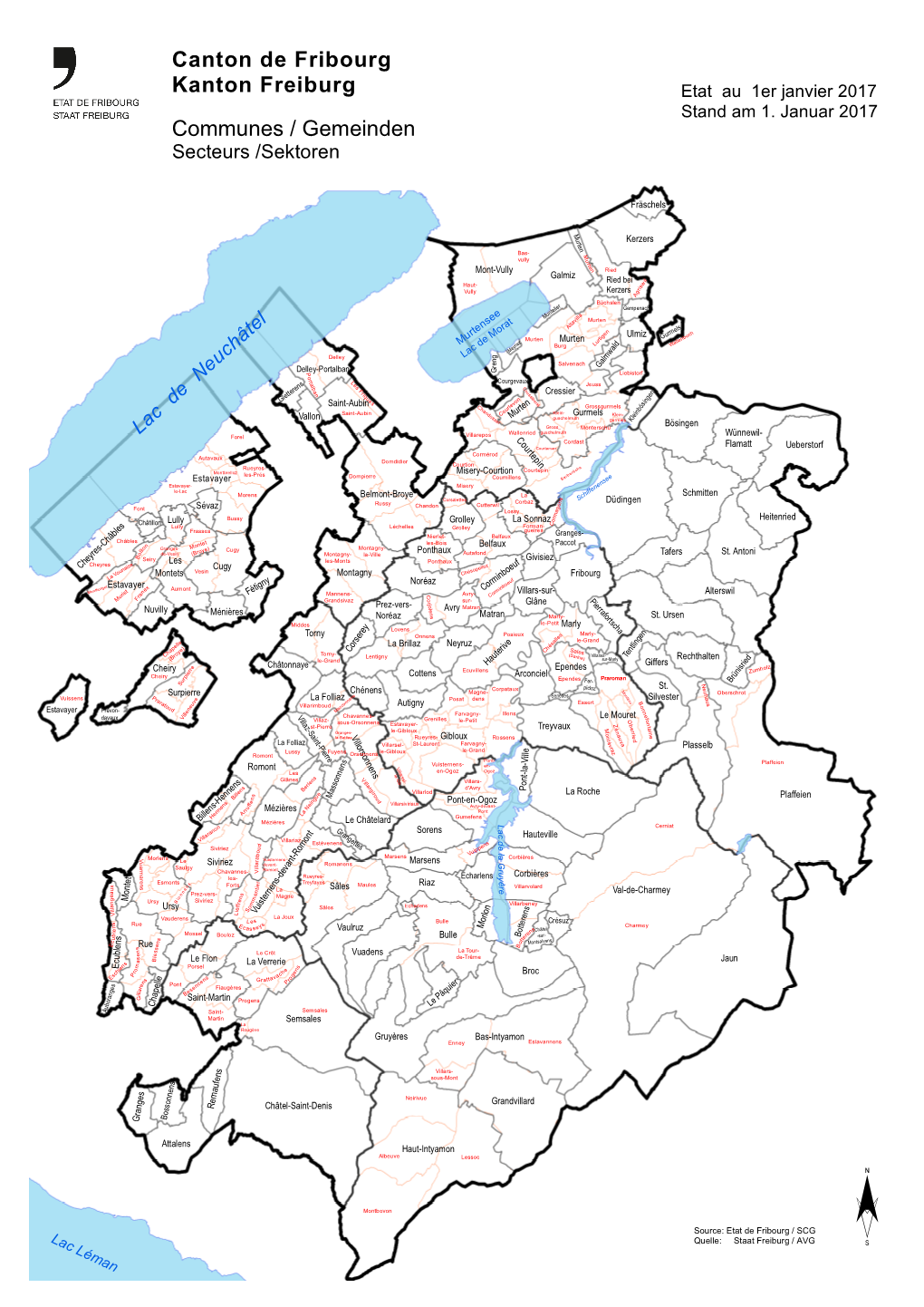 Canton De Fribourg Kanton Freiburg Communes / Gemeinden