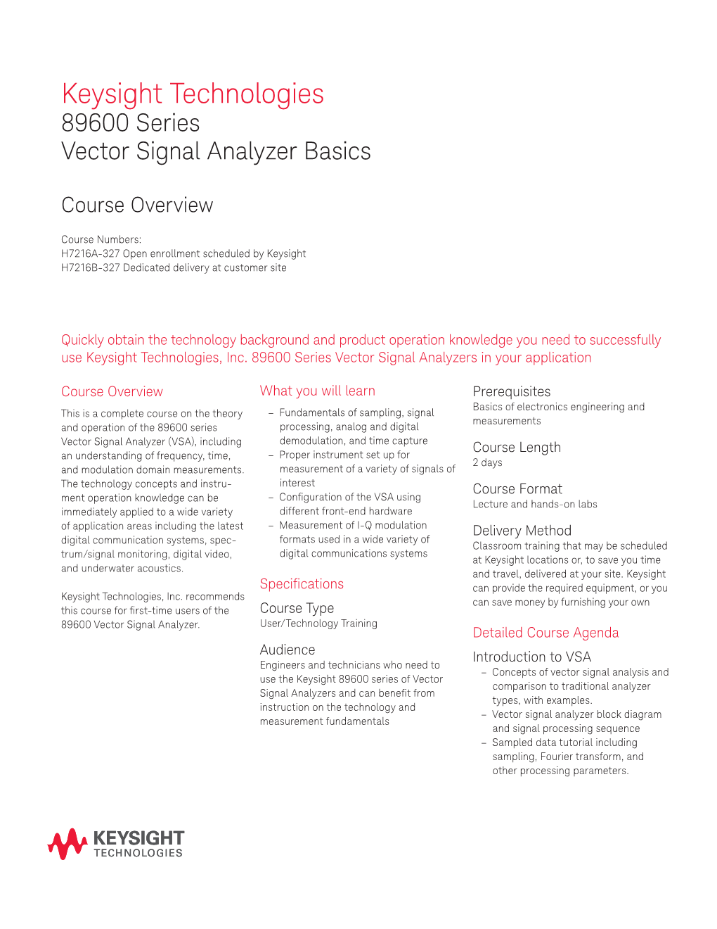 89600 Series 5 Vector Signal Analyzer Basics