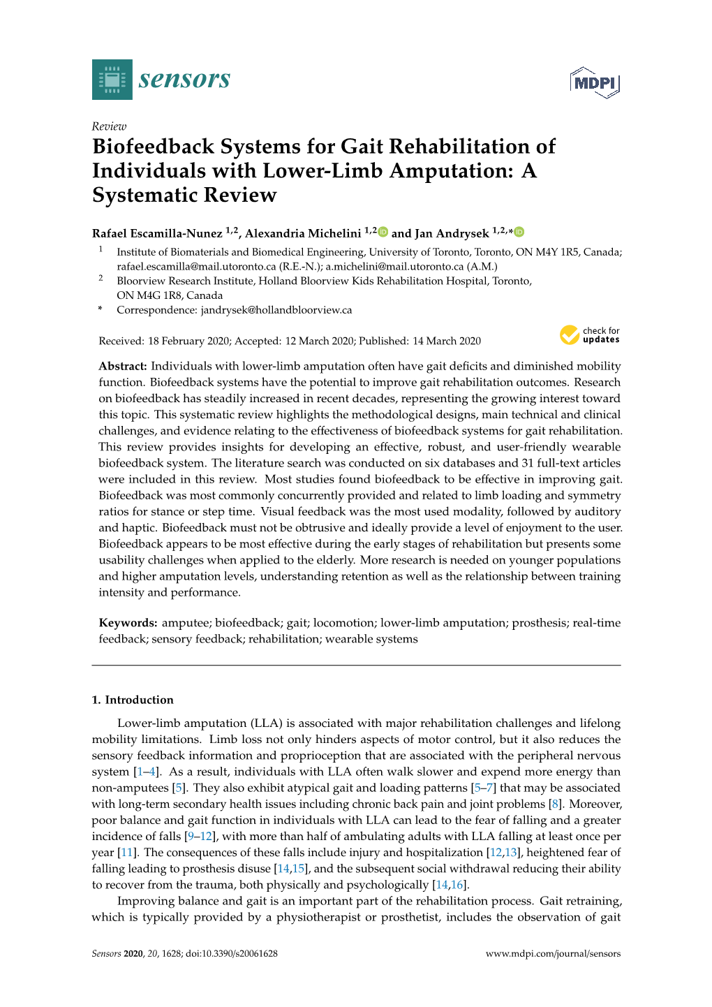 Biofeedback Systems for Gait Rehabilitation of Individuals with Lower-Limb Amputation: a Systematic Review