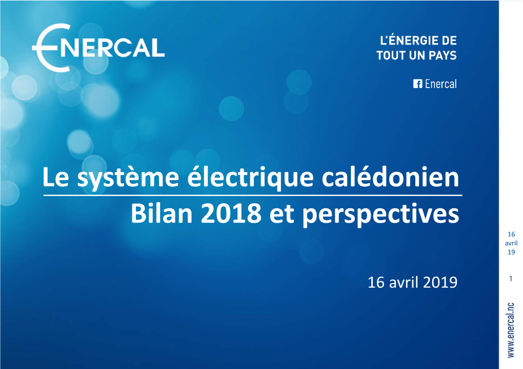 Le Système Électrique Calédonien Bilan 2018 Et Perspectives 16 Avril 19