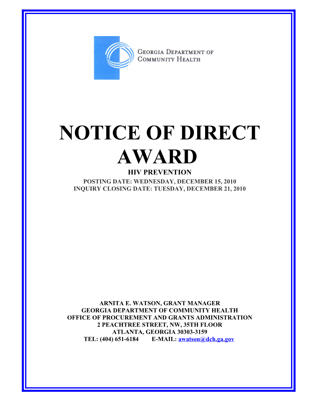 State of Georgia, Department of Community Health, State Office of Rural Health