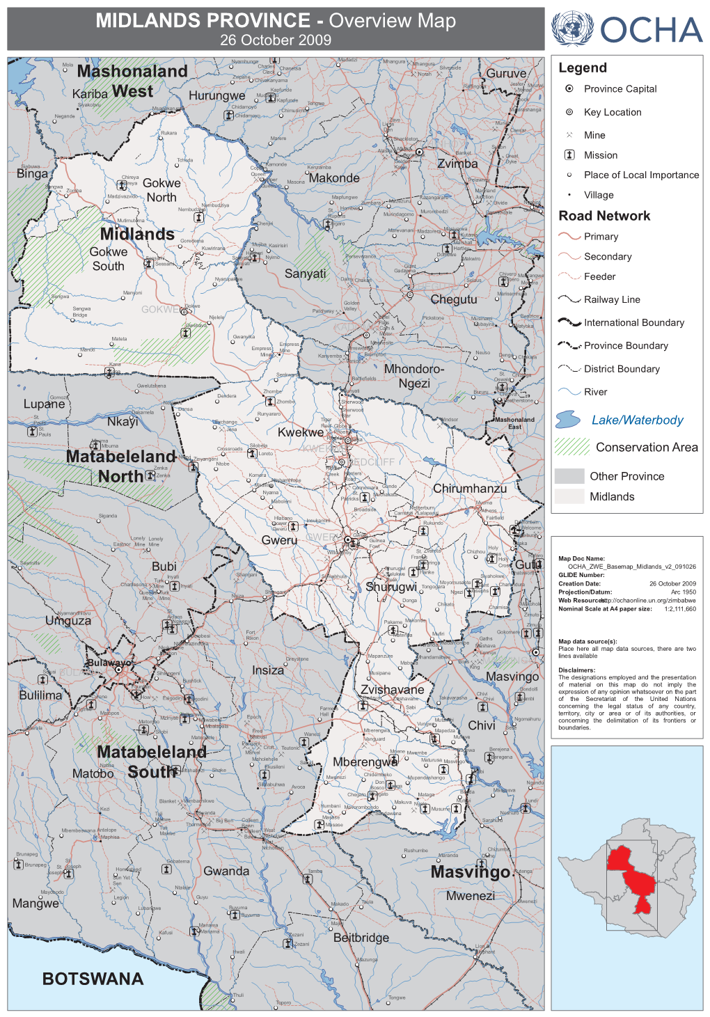 MIDLANDS PROVINCE - Overview Map 26 October 2009