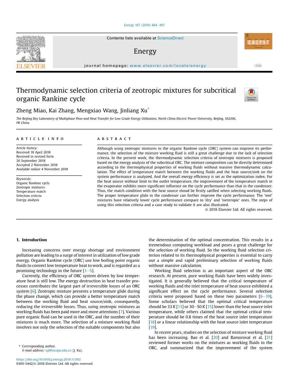 Thermodynamic Selection Criteria of Zeotropic Mixtures for Subcritical Organic Rankine Cycle