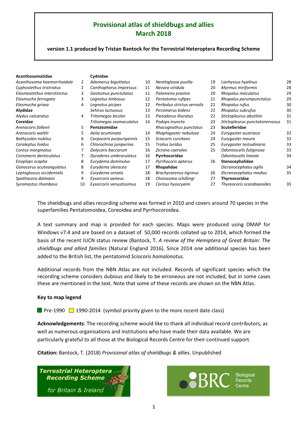 Provisional Atlas of Shieldbugs and Allies March 2018