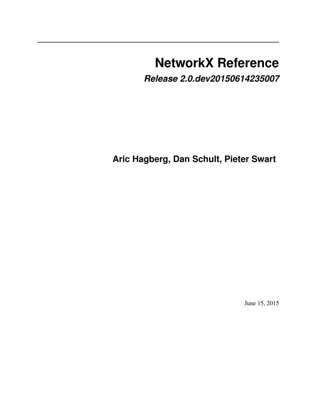 Networkx Reference Release 2.0.Dev20150614235007