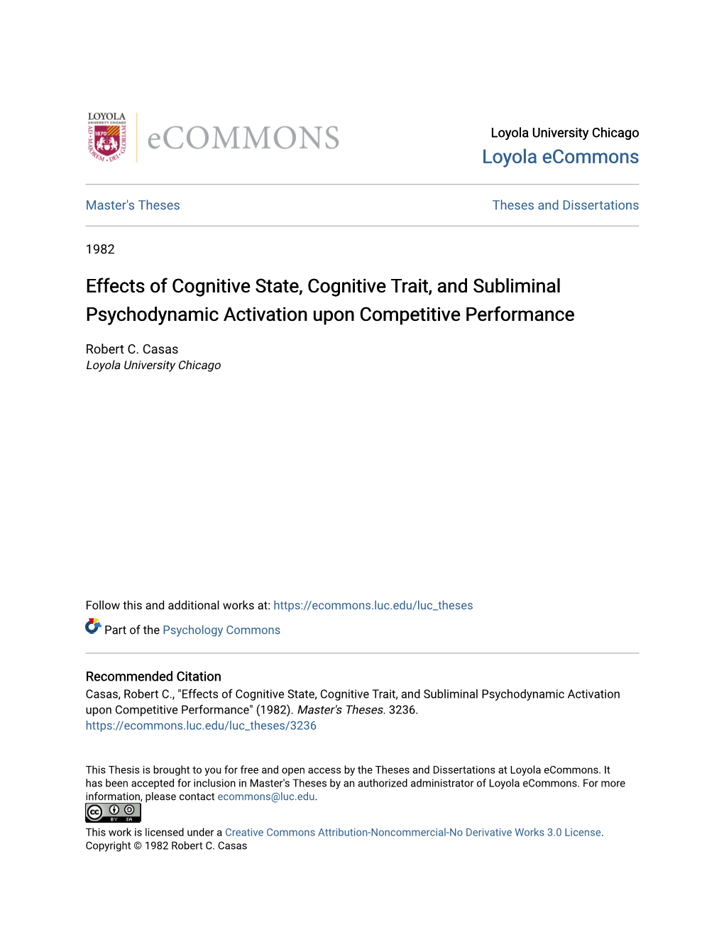 Effects of Cognitive State, Cognitive Trait, and Subliminal Psychodynamic Activation Upon Competitive Performance