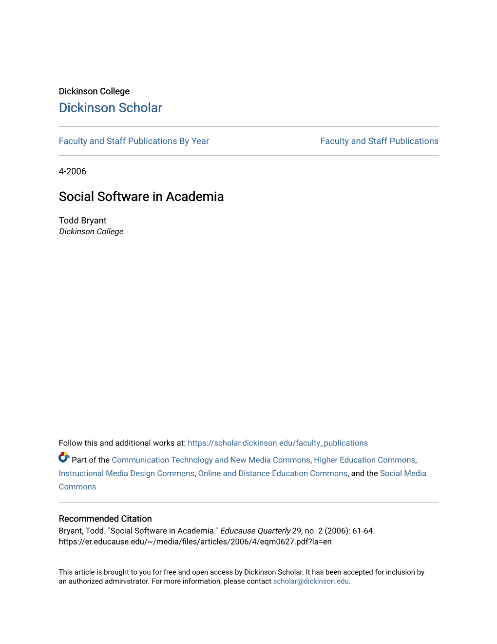 Social Software in Academia