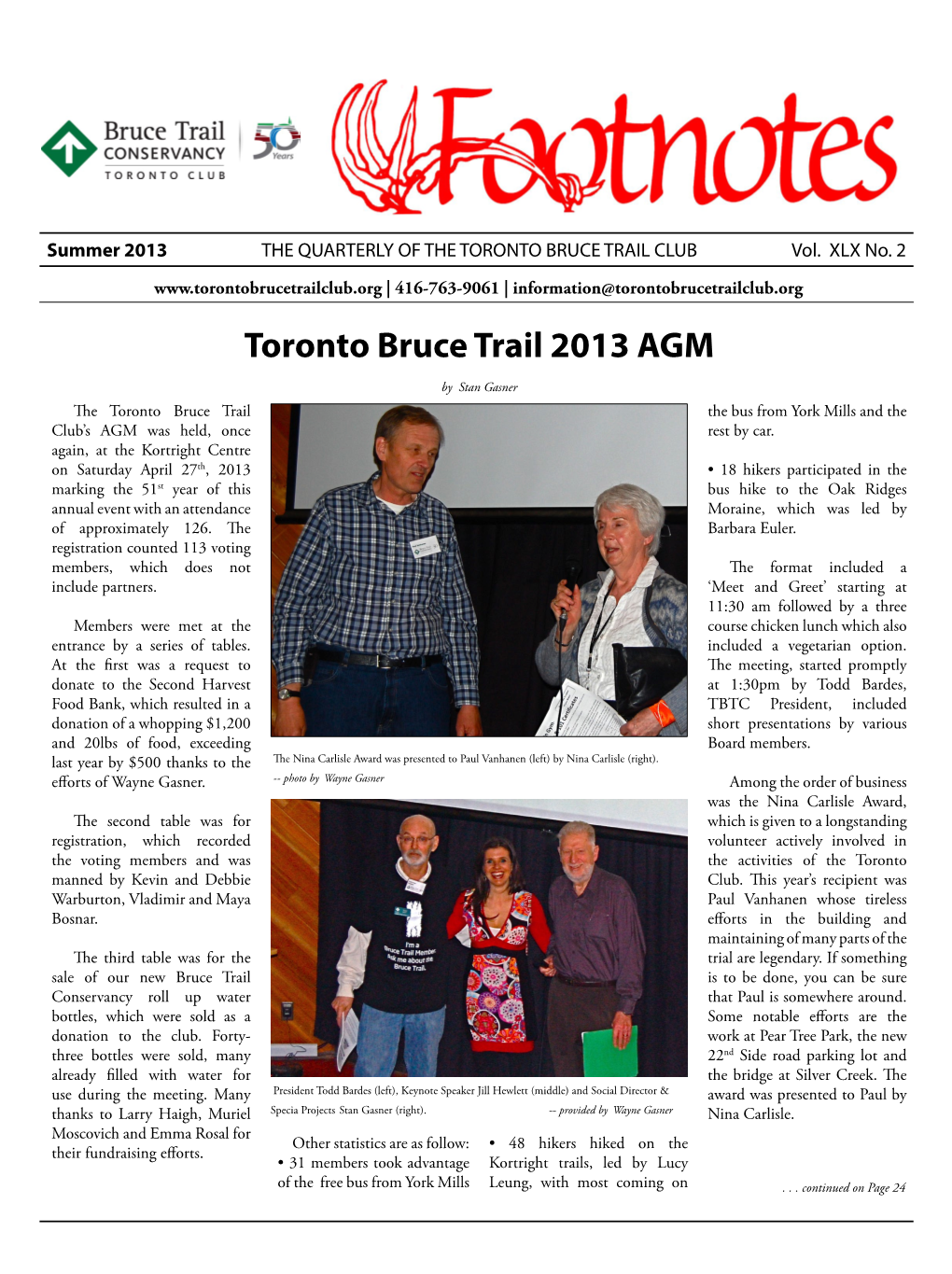 Toronto Bruce Trail 2013 AGM