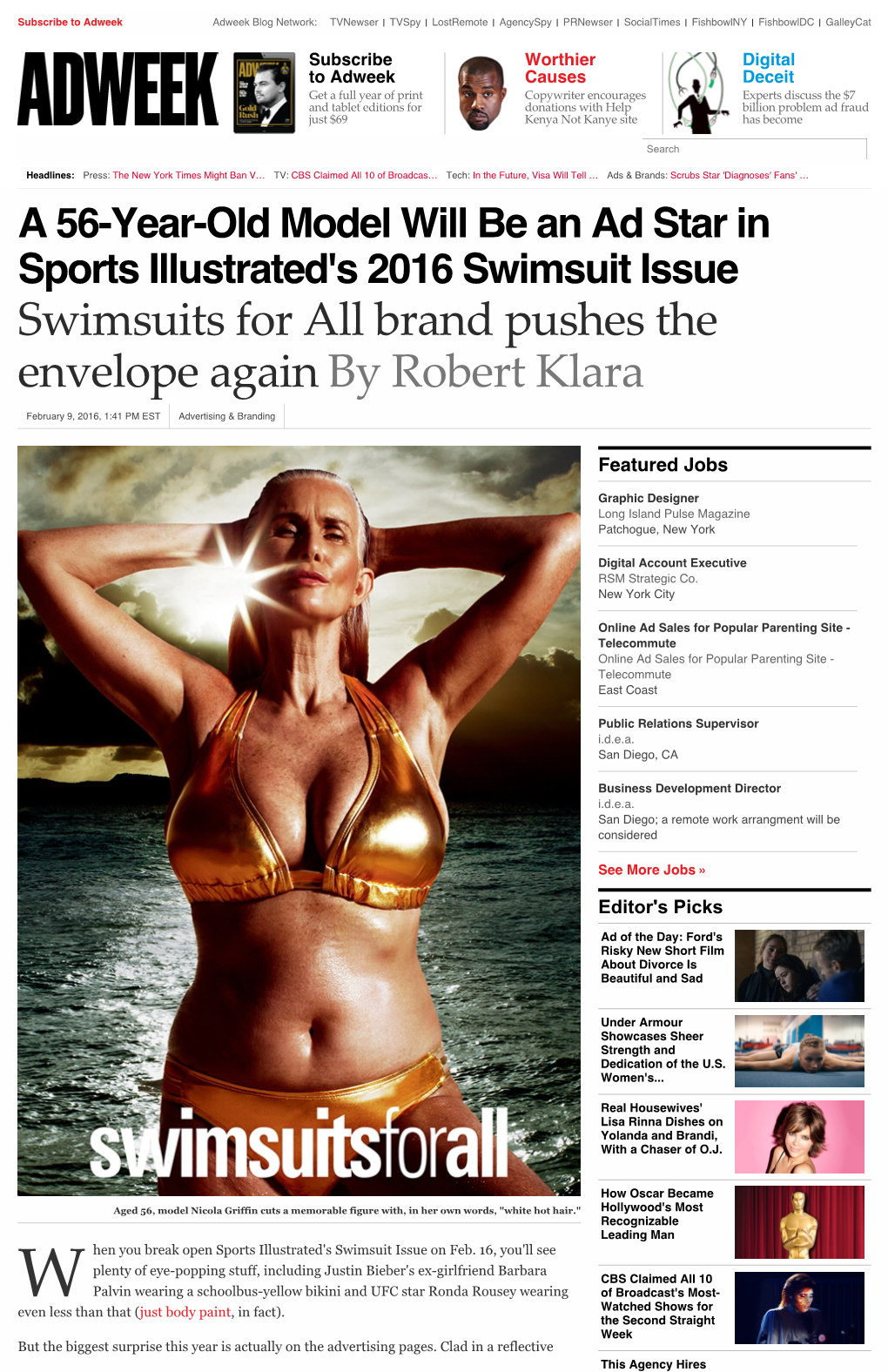 A 56-Year-Old Model Will Be an Ad Star ...Strated's 2016 Swimsuit Issue
