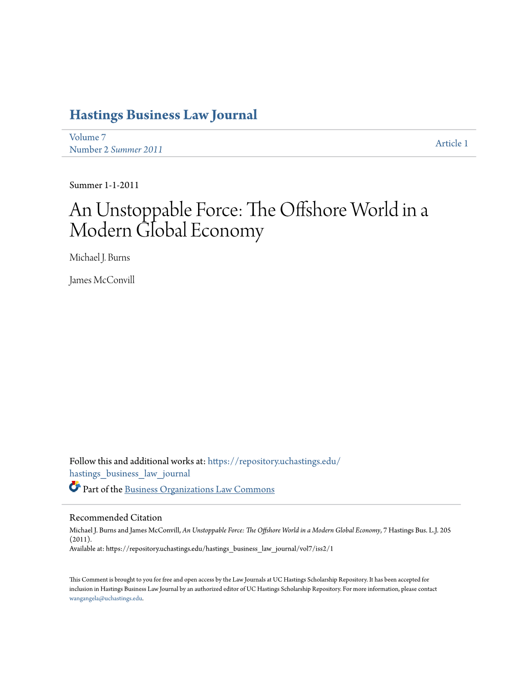 The Offshore World in a Modern Global Economy Michael J