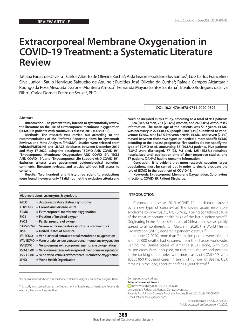 Extracorporeal Membrane Oxygenation in COVID-19 Treatment: a Systematic Literature Review