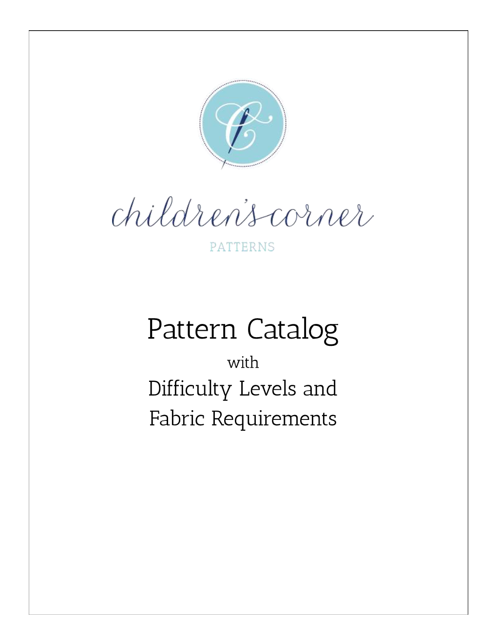 Pattern Catalog with Difficulty Levels and Fabric Requirements